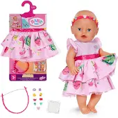 Baby Born Dukketøj - Kjole m. Applikationer - 43 cm - - OneSize - Dukketøj