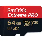 SanDisk Extreme Pro - Flashhukommelseskort (microSDXC til SD adapter inkluderet) - 64 GB - A2 / Video Class V30 / UHS-I U3 / Class10 - microSDXC UHS-I