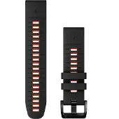 Garmin - Sportsure - Bracelet QuickFit 22mm Silicone Noir / Rouge feu til UnisexSilikone - Sort