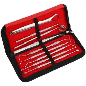 INF Tandplejeværktøj 9 dele med etui Silver