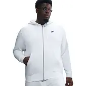 Nike Club Fleece-hættetrøje med lynlås til mænd - hvid