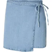 Pieces Pcflora Mw Slå-om-denim Mininederdel