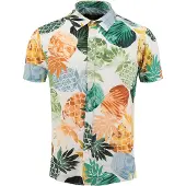 Key Largo Skjorte 'KLPINEAPPLE' creme / mørkegrøn / orange