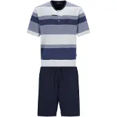 Hajo Pyjamas kort navy / dueblå / mørkeblå / grå