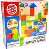 Heros Blocks Coloured wooden blocks 50pcs compact