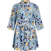 Zizzi Bluse 'Vkam' blue denim / lyseblå / lysegul / lyselilla