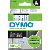 Dymo Mærkebånd D1 12 mm, blå på hvid 45014 Modsvarer: N/A