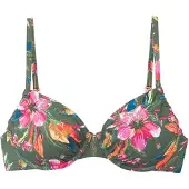 LASCANA Bikinioverdel 'Malia' grøn / mørkeorange / pink / hvid