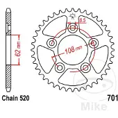 JT Sprockets 520 Jtr701.40 Steel Bagtandhjul