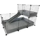 C&c modulært bur 3x2 + Loft 2x1 + Ramp sølv