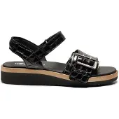 New Feet damesandal - Sort kroko