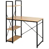 Max Home Stål Skrivebord Med Hylder Træ 120x64x120 Cm