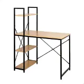 Max Home Stål Skrivebord Med Træ Og Hylder 100x52x120 Cm