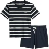 Marc O'Polo Pyjamas kort 'Mix N Match' natblå / hvid