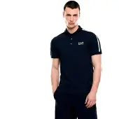 EA7 EA7til mænd. 7M001862_AF12503 Polo i bomuld Italian Spirit marineblå (M), Sort, Casual, Korte ærmer
