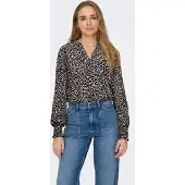 ONLY Bluse 'ONLMETTE' mudderfarvet / stone / sort