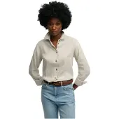 Superdry Superdrytil kvinder. W4010587A Premium Slim skjorte beige (S), Casual, Linned, Lange ærmer