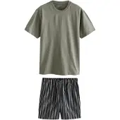 Next Pyjamas kort mørkeblå / oliven / hvid