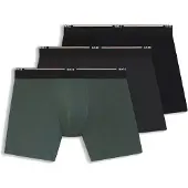 BOSS BOSStil mænd. 50534503 Sæt med 3 ensfarvede boxershorts sort, grøn, grå (M), Afslappet, Bomuld