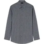 Armani Exchange A|X Armani Exchangetil mænd. XM002811AF24739FB442 Regular jacquard garnfarvet navy skjorte (XXL), Casual, Bomuld, Klassisk, Lange ærmer, Blå
