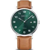 Bering Herreur 18640-568 Titanium Grøn/Læder Ø40 mm