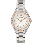 Bulova Dameur 98R281 Hvid/Rosaguldtonet stål Ø32.5 mm