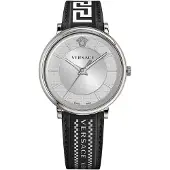 Versace Herreur VE5A01021 V Circle Sølvfarvet/Læder Ø42 mm