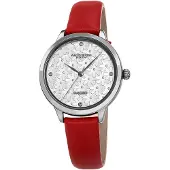 Akribos XXIV Dameur AK1051RD Diamond Sølvfarvet/Læder Ø34 mm