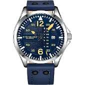 Stührling Original Herreur 3916.4 Aeronaut Blå/Læder Ø43 mm