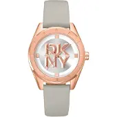 DKNY Dameur DK1L016L0035 Chambers Midi Sølvfarvet/Læder Ø34 mm