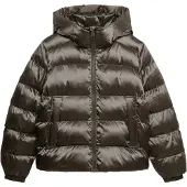 Superdry Superdrytil kvinder. W5012187A Glinsende vattereret jakke med hætte, grøn (S), Casual, Polyester