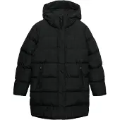 Superdry Superdrytil kvinder. W5012179A Sportslet vattereret jakke med hætte, medium, sort (XS), Casual, Polyester