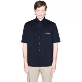 Armani Exchange A|X Armani Exchangetil mænd. XM002317AF24533UB101 Navy boxy skjorte (S), Casual, Bomuld, Korte ærmer, Blå