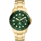 Fossil Herreur FS6030 Blue Grøn/Guldtonet stål Ø42 mm