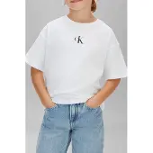 Calvin Klein Jeans Bluser & t-shirts 'Monogram Logo Boxy' sort / hvid