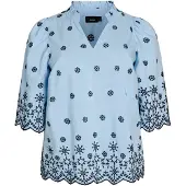 Zizzi Bluse 'Eviola' lyseblå / mørkeblå
