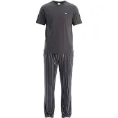 Dagi Pyjamas lang mørkegrå / burgunder / sort