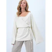 Trend Alaçatı Stili Cardigan ecru