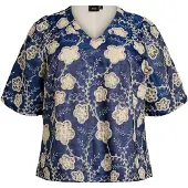 Zizzi Bluse 'Mlaniva' navy / offwhite