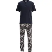 Dagi Pyjamas lang navy / brun / lysegrå / offwhite