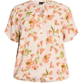 Zizzi Bluse 'VBella' lysebeige / oliven / lyseorange