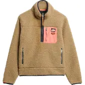 Superdry Superdrytil kvinder. W2012343A Vintage Retro beige fleece med halv lynlås (XS), Casual, Polyester
