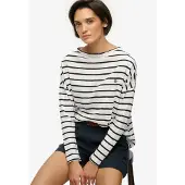Superdry Superdrytil kvinder. W6012266A T-shirt Studios hvid (S), Casual, Bomuld, Lange ærmer