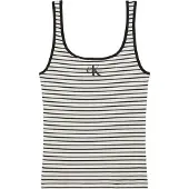 Calvin Klein Striped Monologo Scoop Nk Rib ærmeløs T-shirt