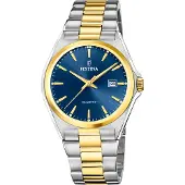Festina Herreur F20554-4 Classic Blå/Gul guldtonet stål Ø40 mm