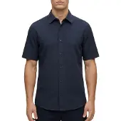 Hugo Boss BOSStil mænd. 50537382 Navy Rash Shirt (M), Casual, Bomuld, Korte ærmer, Blå