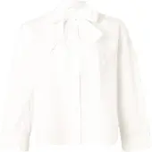 Armani Exchange A|X Armani Exchangetil kvinder. XW001757AF12812U0002 Bluse med hvid sløjfe (M), Casual, Bomuld, Klassisk, Lange ærmer