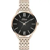 s.Oliver Dameur SO-4193-MQ Classic Sort/Rosaguldtonet stål