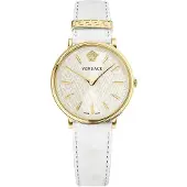 Versace Dameur VE8100319 V Circle Sølvfarvet/Læder Ø38 mm