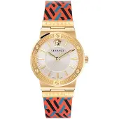 Versace Dameur VEVH01521 Greca Logo Sølvfarvet/Læder Ø38 mm